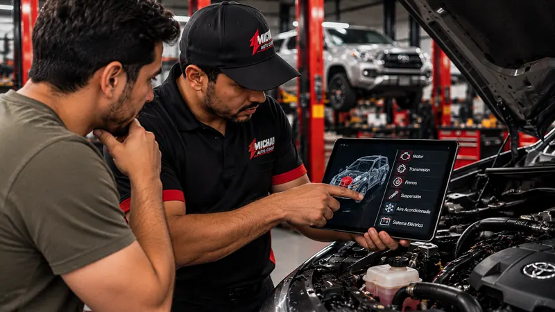 Asesor de Michael Auto Services cerrando acuerdo de compra de vehículo